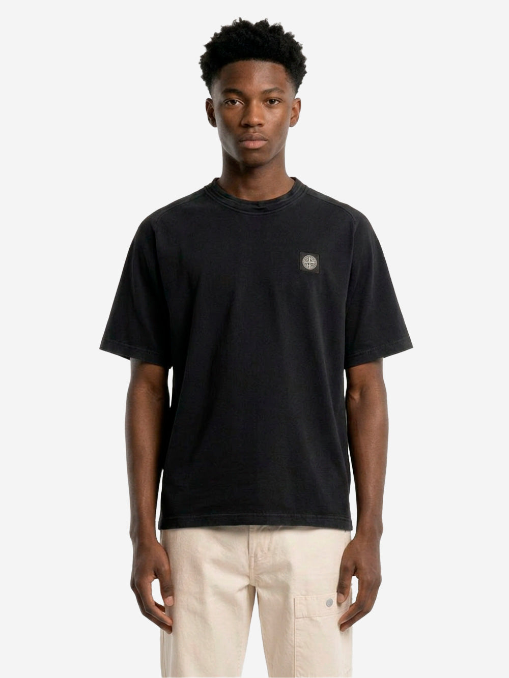 STONE ISLAND Felpa a manica corta in jersey di cotone biologico pesante nera Nero Urbanstaroma