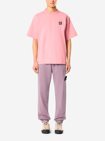 STONE ISLAND Felpa a manica corta in jersey di cotone biologico pesante rosa Rosa