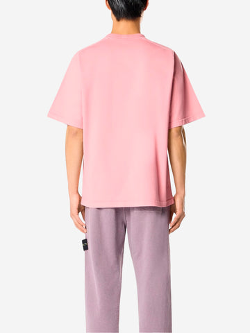 STONE ISLAND Felpa a manica corta in jersey di cotone biologico pesante rosa Rosa