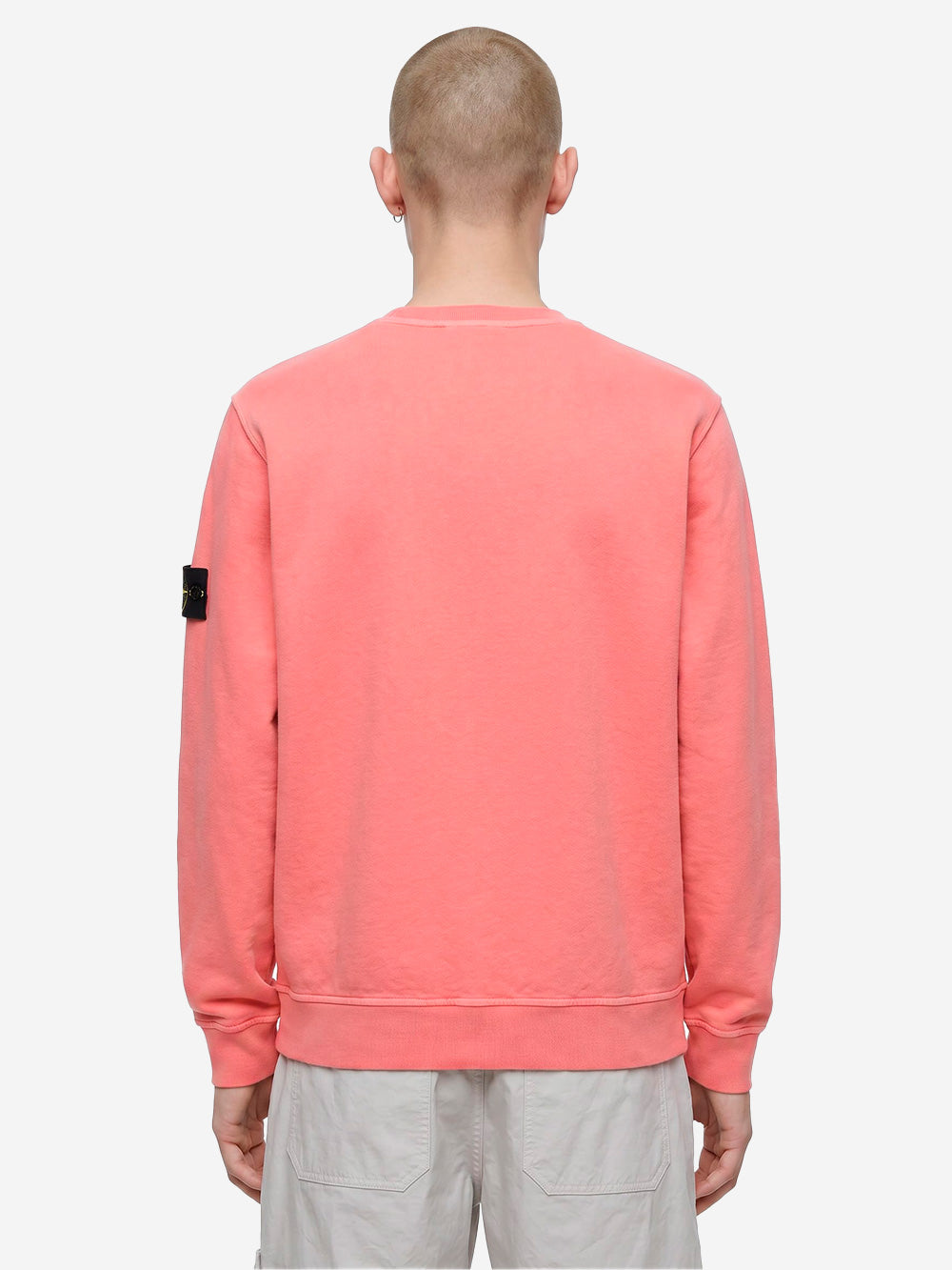 STONE ISLAND Felpa girocollo rosa in cotone malfilé fleece effetto old Rosa Urbanstaroma