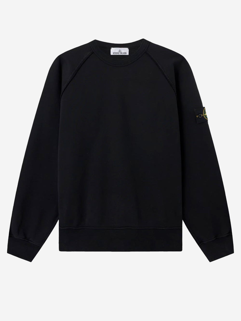 STONE ISLAND Felpa girocollo oversize nera con maniche raglan Nero Urbanstaroma