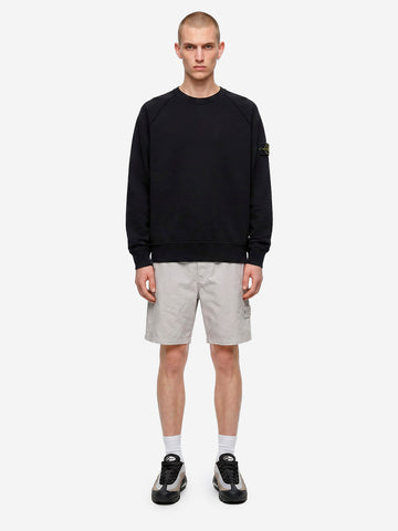 STONE ISLAND Felpa girocollo oversize nera con maniche raglan Nero