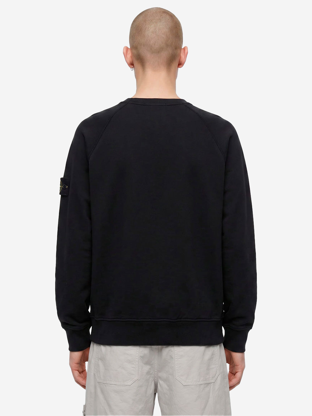 STONE ISLAND Felpa girocollo oversize nera con maniche raglan Nero Urbanstaroma