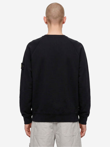 STONE ISLAND Felpa girocollo oversize nera con maniche raglan Nero