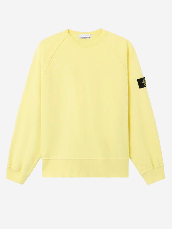 STONE ISLAND Yellow oversized crewneck sweatshirt with raglan