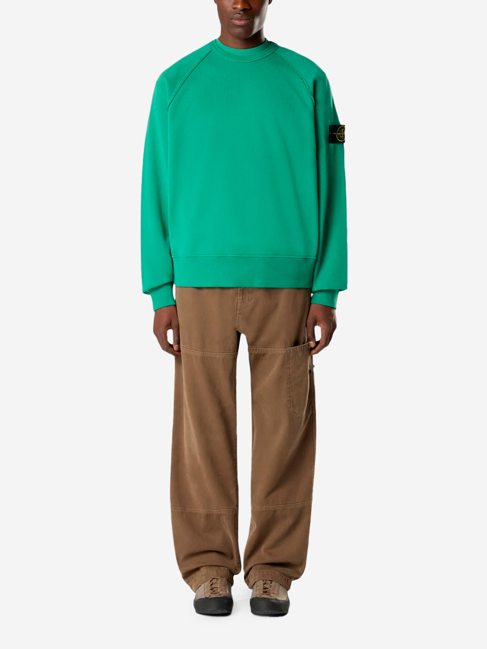STONE ISLAND Felpa girocollo oversize verde con maniche raglan Verde Urbanstaroma