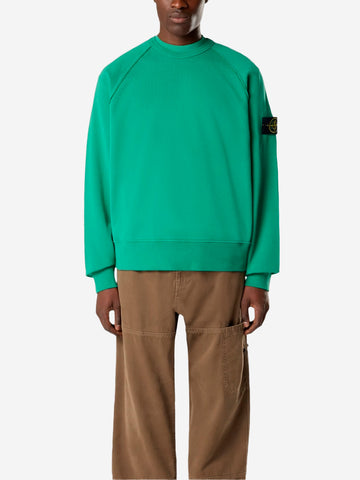 STONE ISLAND Felpa girocollo oversize verde con maniche raglan Verde
