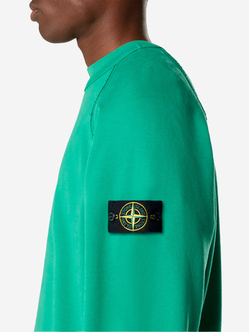 STONE ISLAND Felpa girocollo oversize verde con maniche raglan Verde
