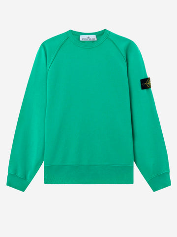 STONE ISLAND Felpa girocollo oversize verde con maniche raglan Verde