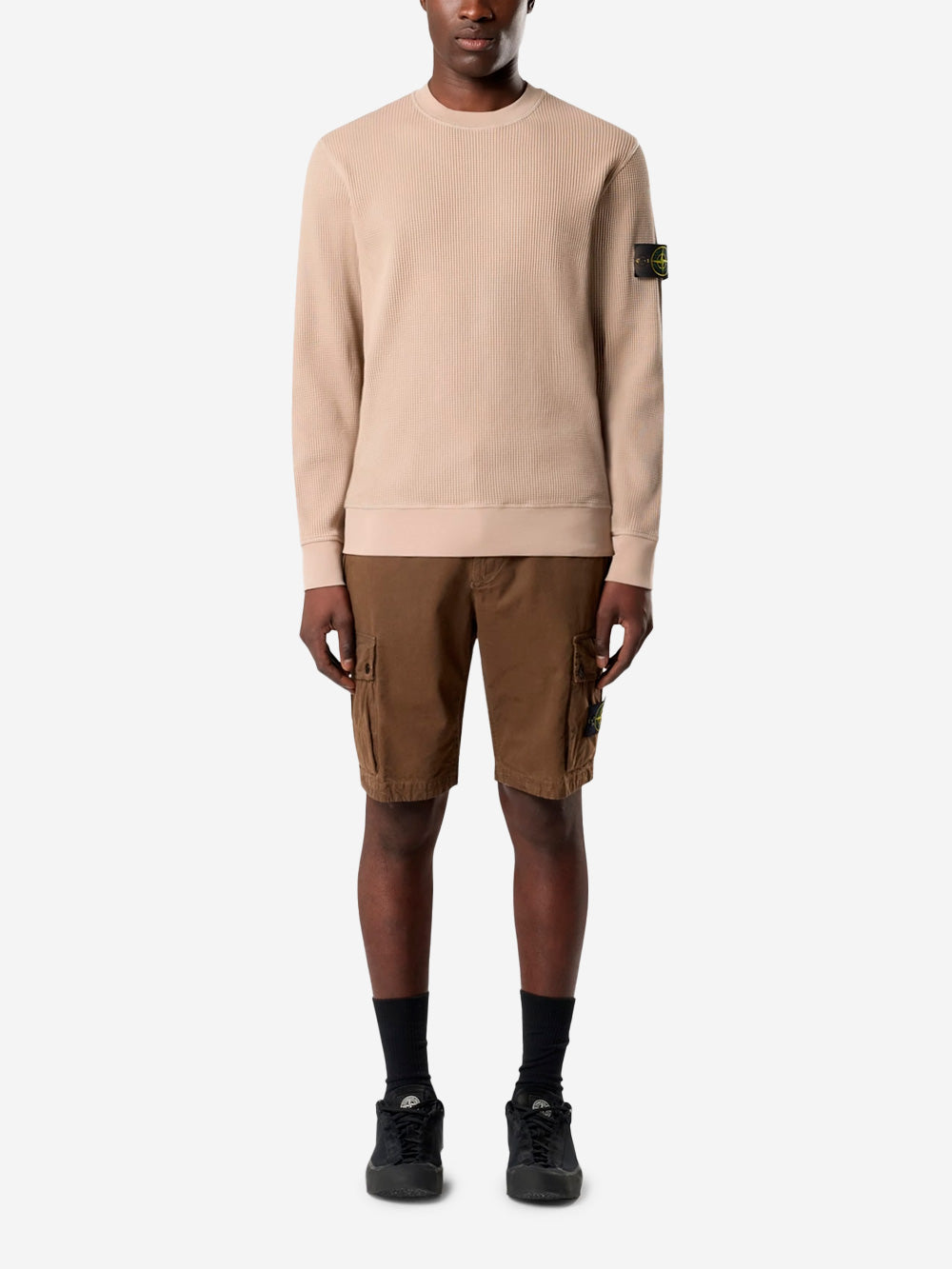 STONE ISLAND Felpa girocollo beige fleece nido d'ape Beige Urbanstaroma