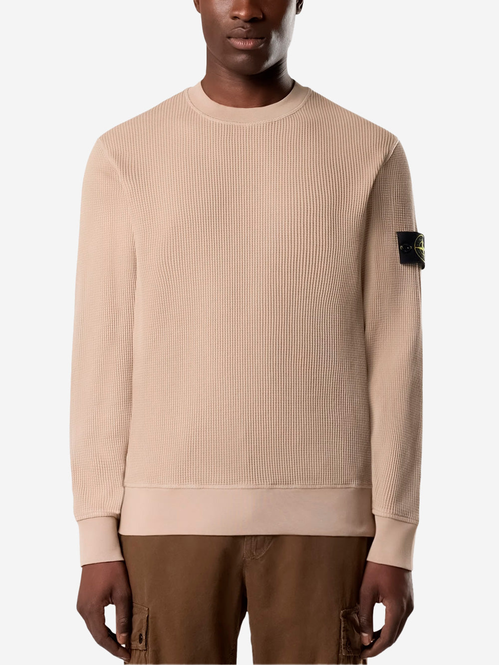 STONE ISLAND Felpa girocollo beige fleece nido d'ape Beige Urbanstaroma
