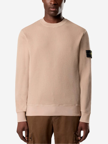 STONE ISLAND Felpa girocollo beige fleece nido d'ape Beige