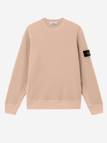 STONE ISLAND Felpa girocollo beige fleece nido d'ape Beige