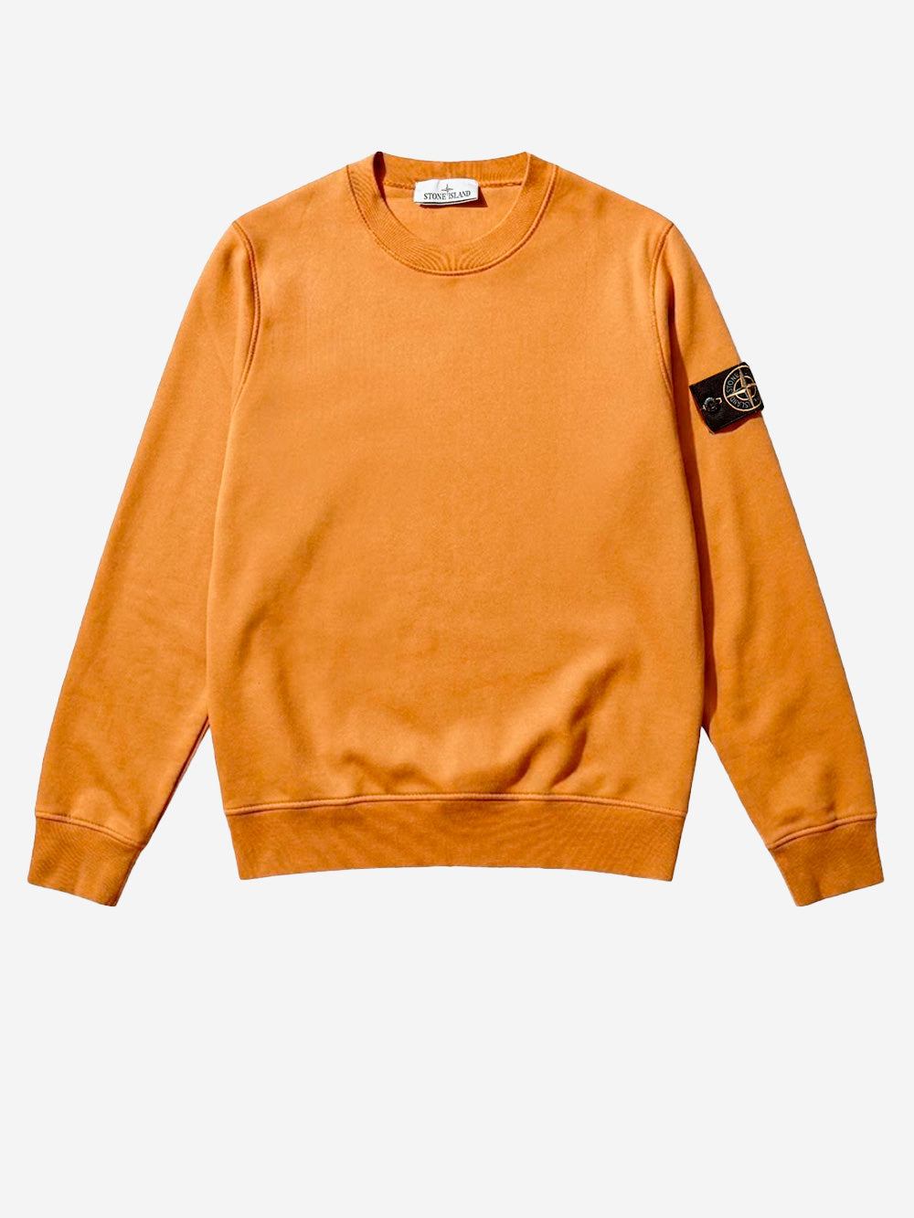 STONE ISLAND Felpa girocollo arancione in cotone fleece con maniche raglan arancione Urbanstaroma