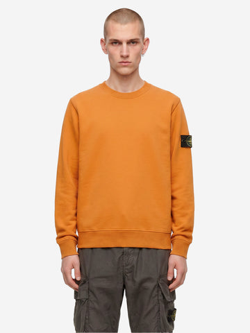 STONE ISLAND Felpa girocollo arancione in cotone fleece con maniche raglan arancione