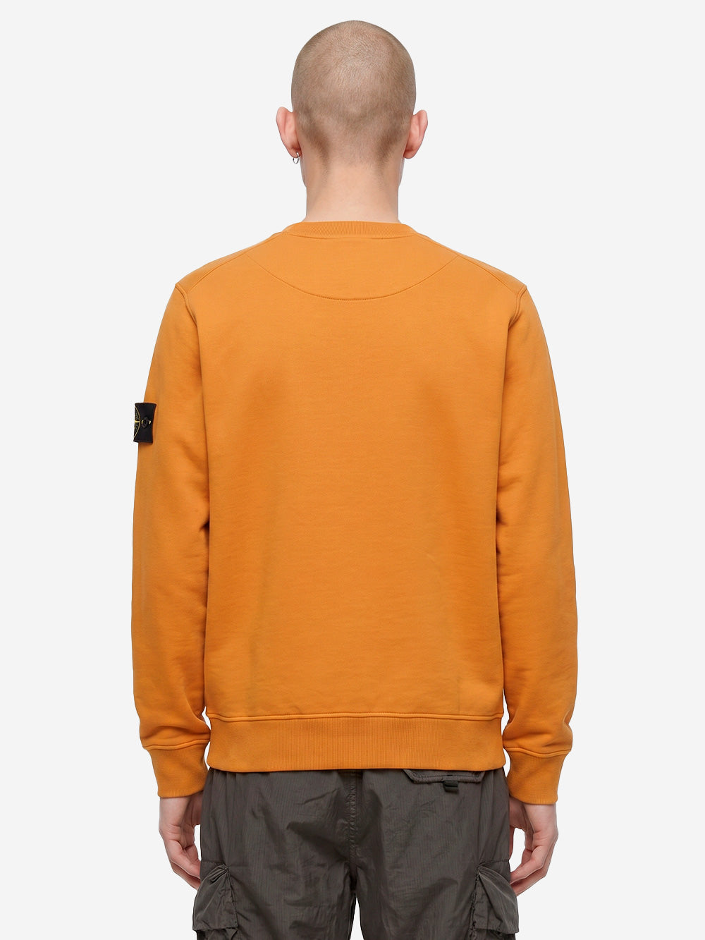 STONE ISLAND Felpa girocollo arancione in cotone fleece con maniche raglan arancione Urbanstaroma
