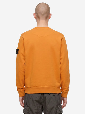 STONE ISLAND Felpa girocollo arancione in cotone fleece con maniche raglan arancione
