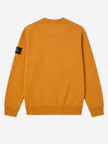 STONE ISLAND Felpa girocollo arancione in cotone fleece con maniche raglan arancione