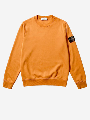 STONE ISLAND Felpa girocollo arancione in cotone fleece con maniche raglan arancione