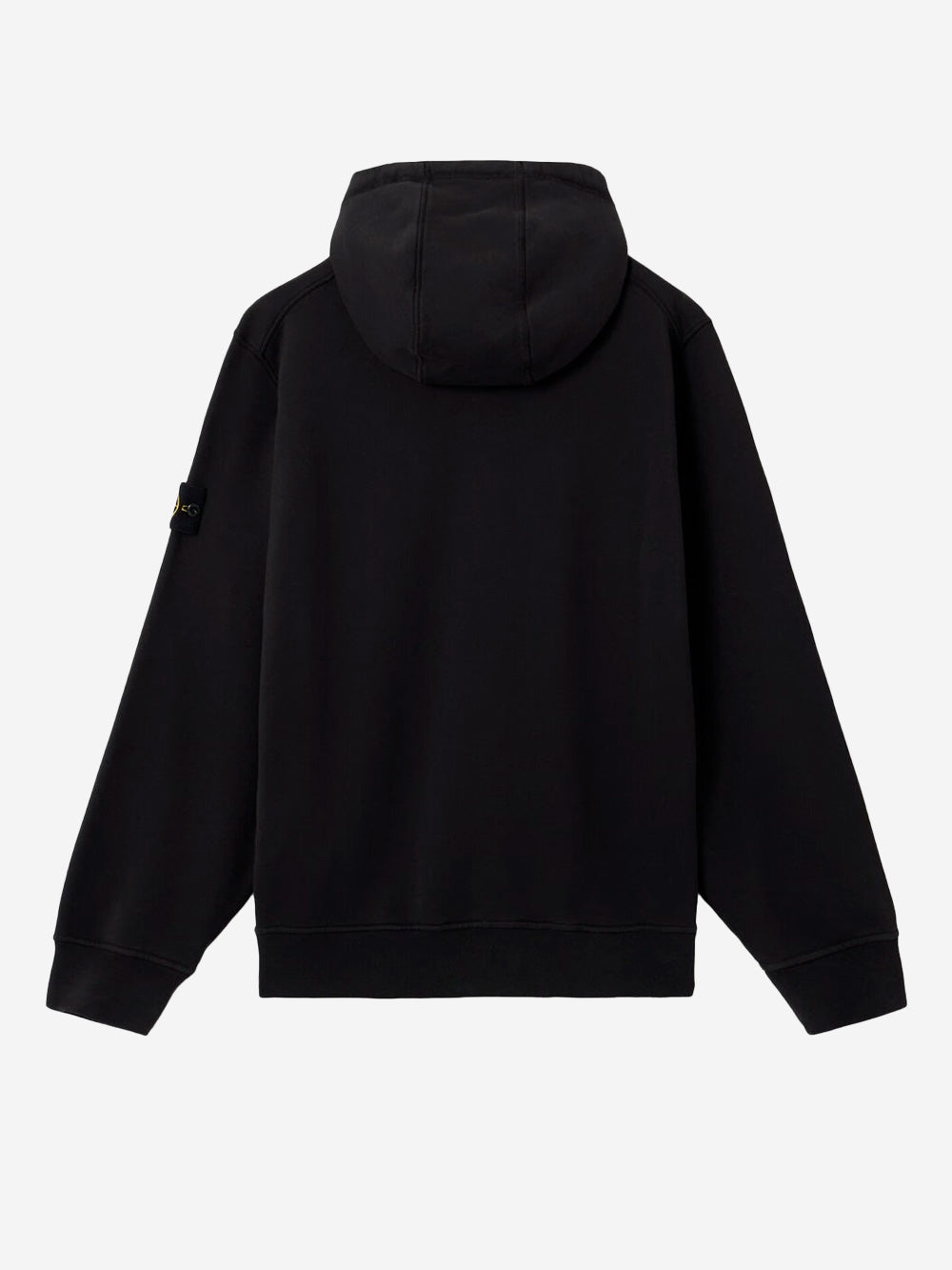 STONE ISLAND Felpa nera con cappuccio in cotone fleece con maniche raglan e badge Nero Urbanstaroma
