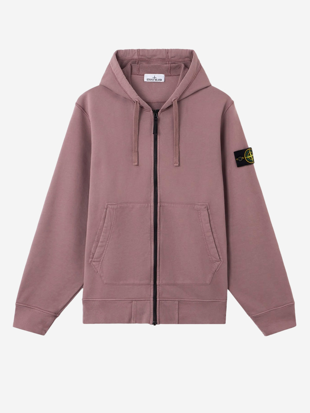 STONE ISLAND Felpa viola con cappuccio in cotone fleece con maniche raglan e badge Lavanda Urbanstaroma