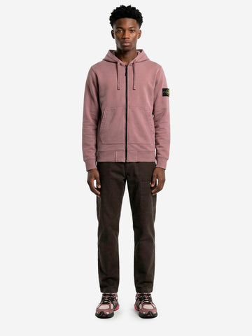 STONE ISLAND Felpa viola con cappuccio in cotone fleece con maniche raglan e badge Lavanda