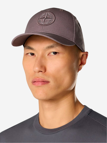 STONE ISLAND Cappellino viola chiaro con ricamo Compass in reps di cotone Rosa