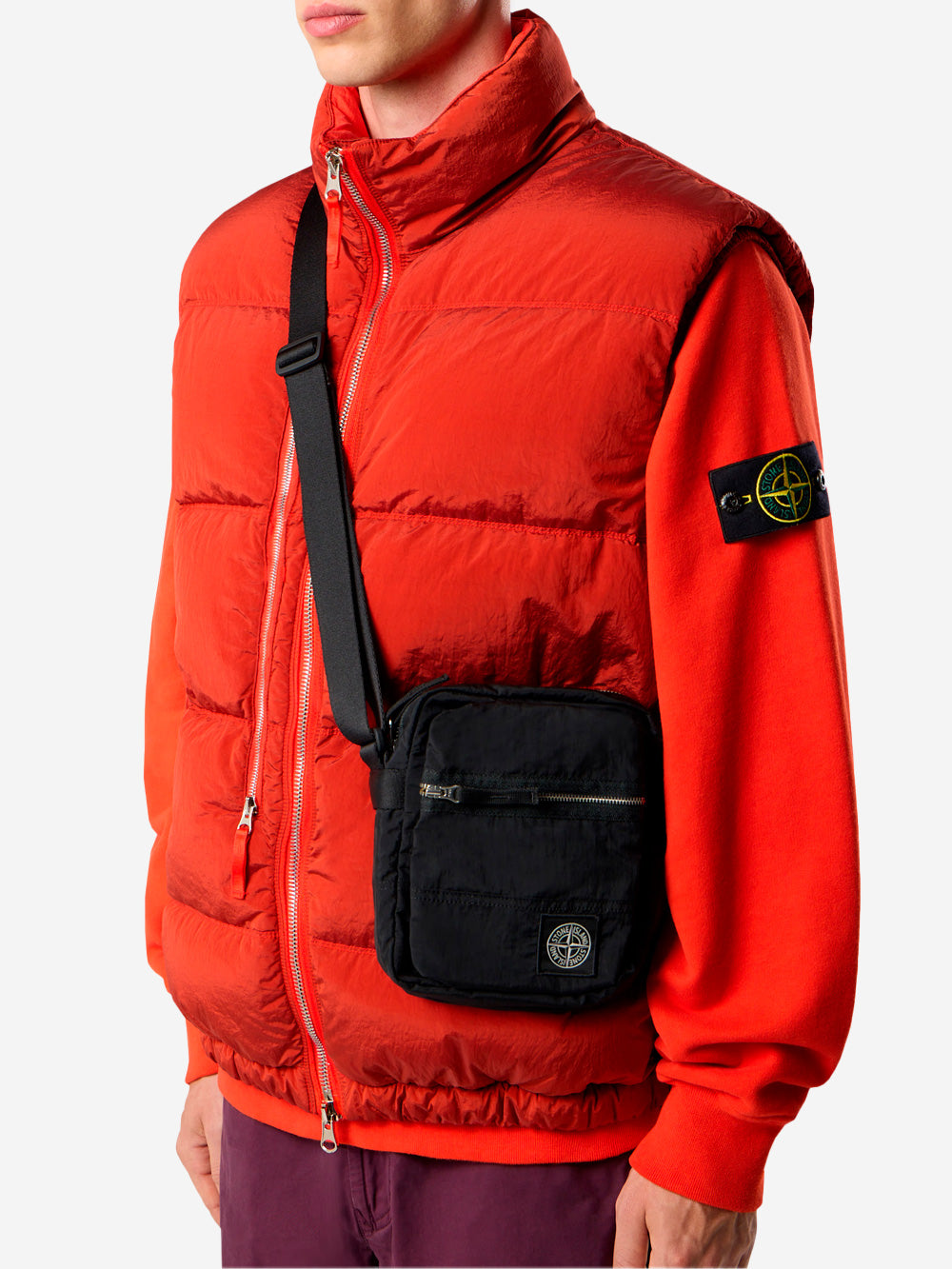 STONE ISLAND Borsa crossbody nera con tracolla regolabile e tasca con patch Nero Urbanstaroma