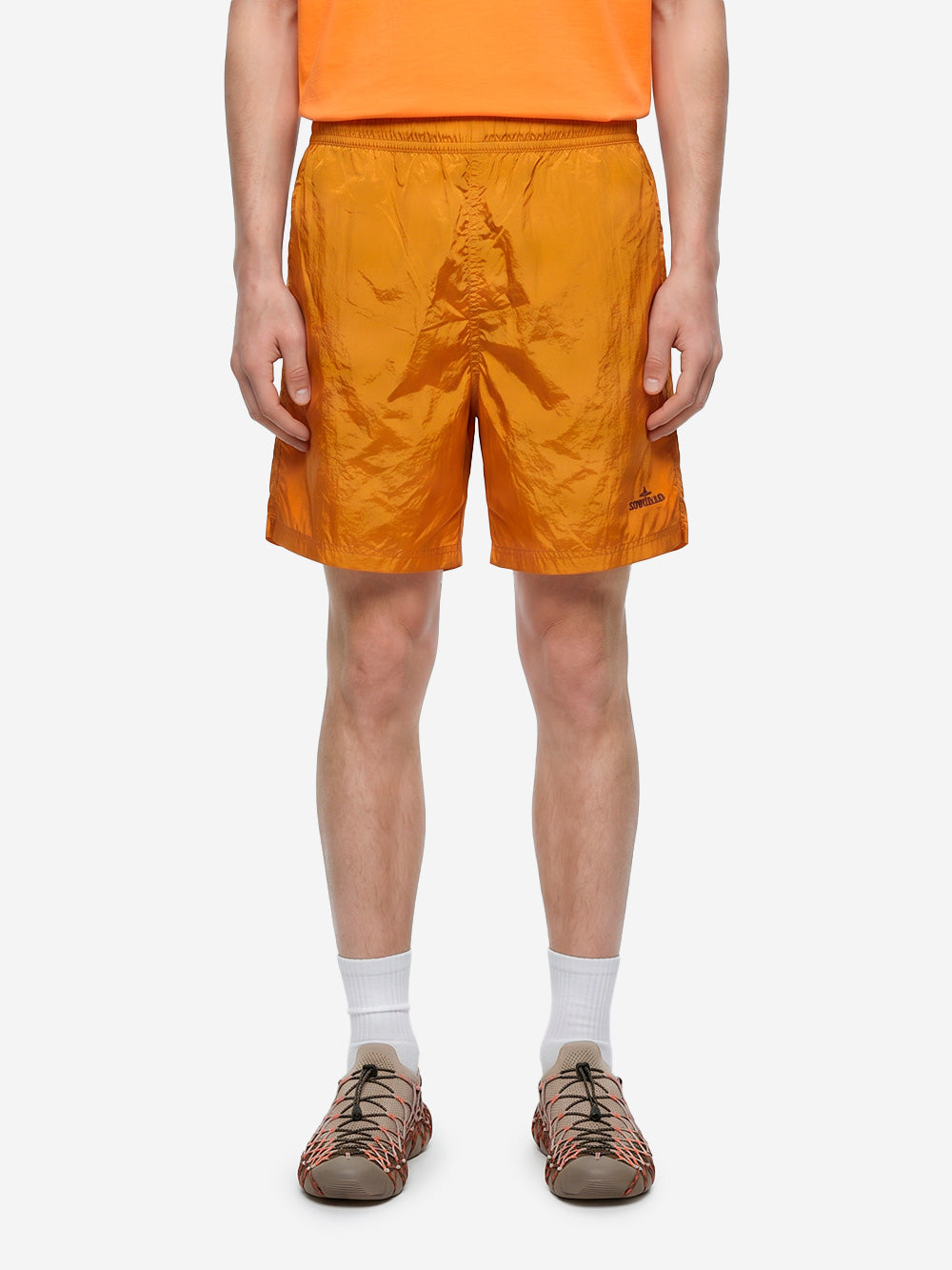 STONE ISLAND Pantaloncini da bagno arancioni in nylon effetto camouflage sbiadito idroreattivo arancione Urbanstaroma