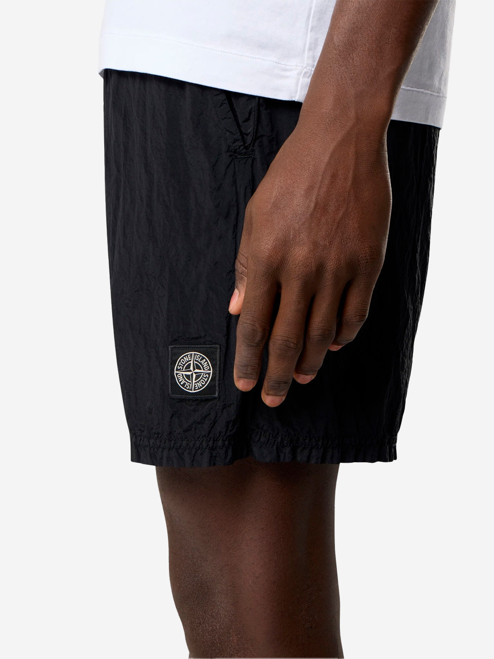 STONE ISLAND Pantaloncini neri da bagno media lunghezza con tasche Nero Urbanstaroma