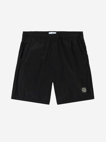 STONE ISLAND Pantaloncini neri da bagno media lunghezza con tasche Nero