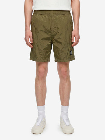 STONE ISLAND Pantaloncini da bagno verde militare media lunghezza con tasche Verde
