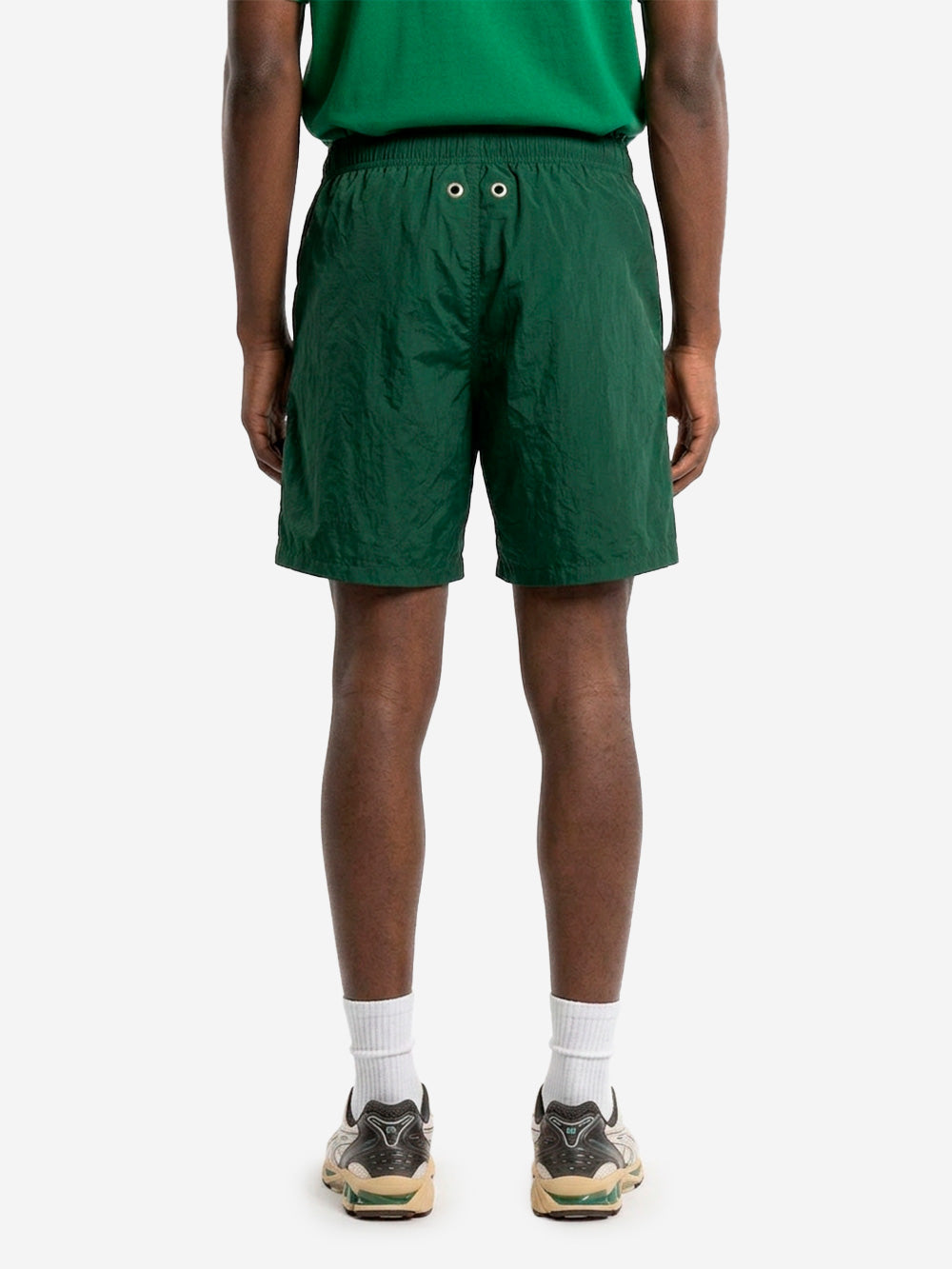 STONE ISLAND Pantaloncini verdi a gamba larga 'Marina' in nylon con patch riflettente Verde Urbanstaroma