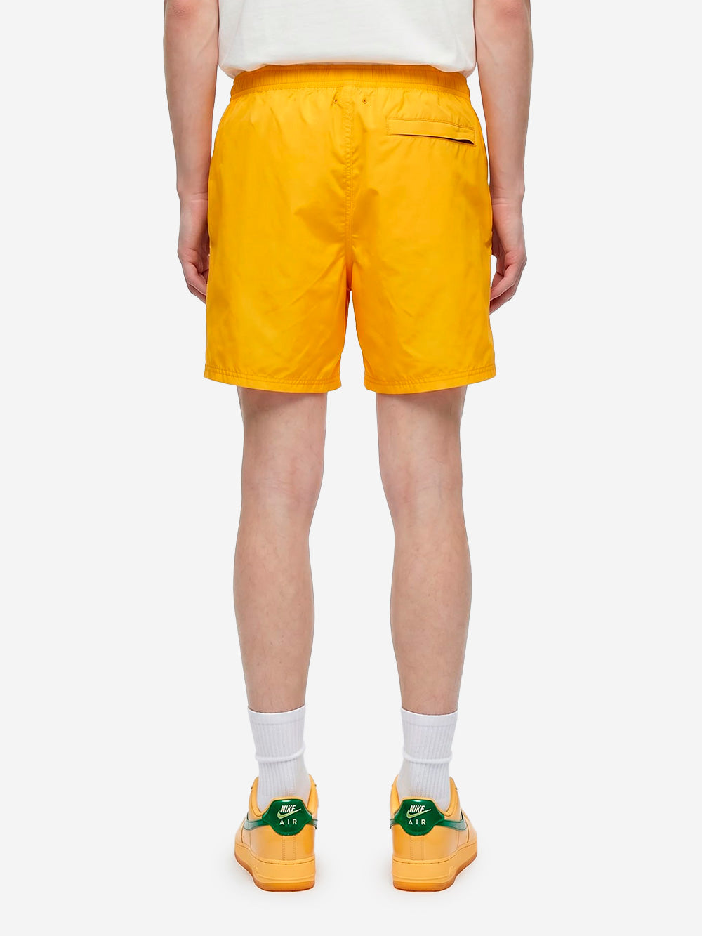 STONE ISLAND Shorts da bagno gialli in nylon garzato con tasche e patch arancione Urbanstaroma