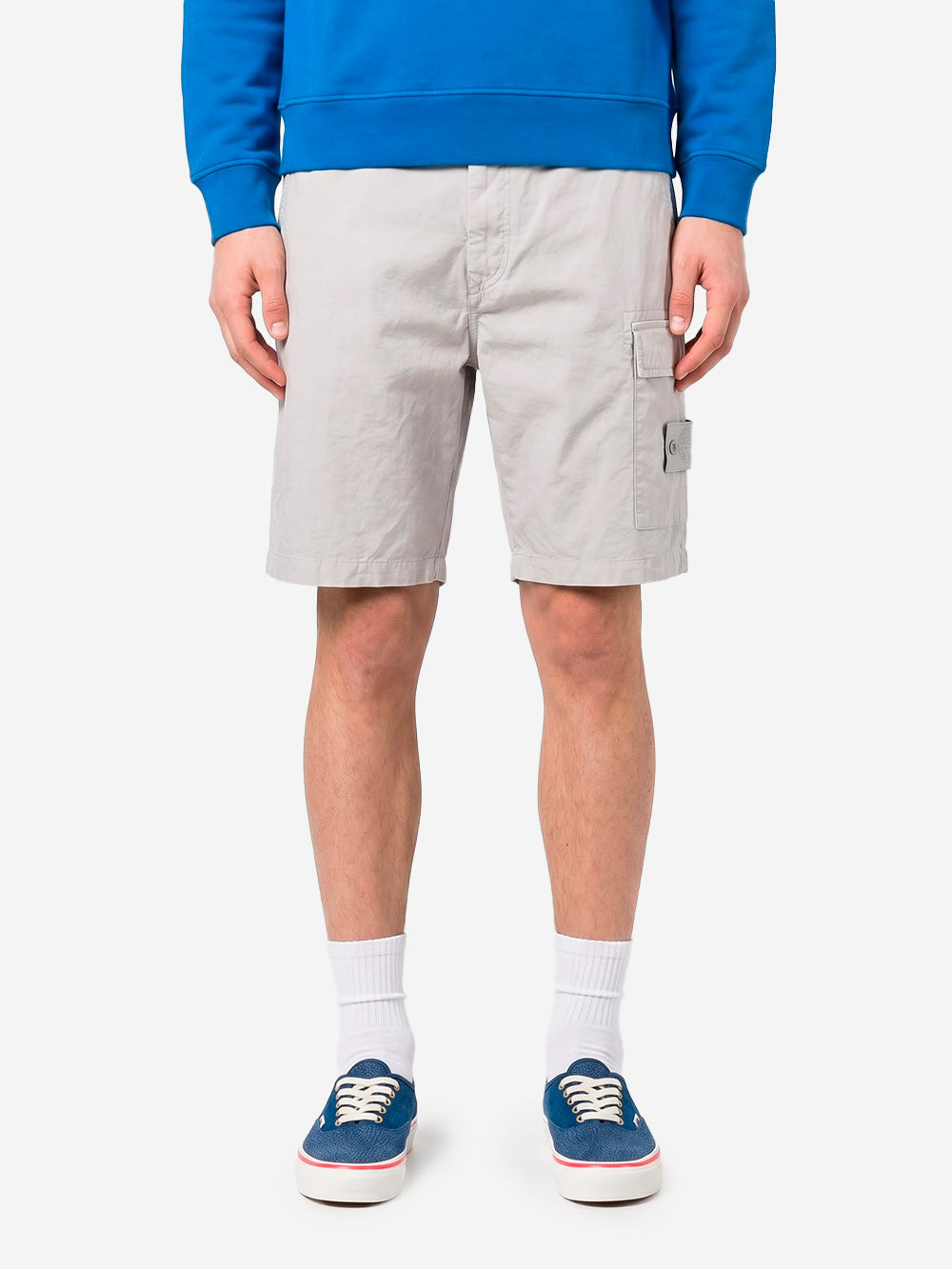 STONE ISLAND Bermuda comfort in misto lino grigi 'Ghost' Grigio Urbanstaroma