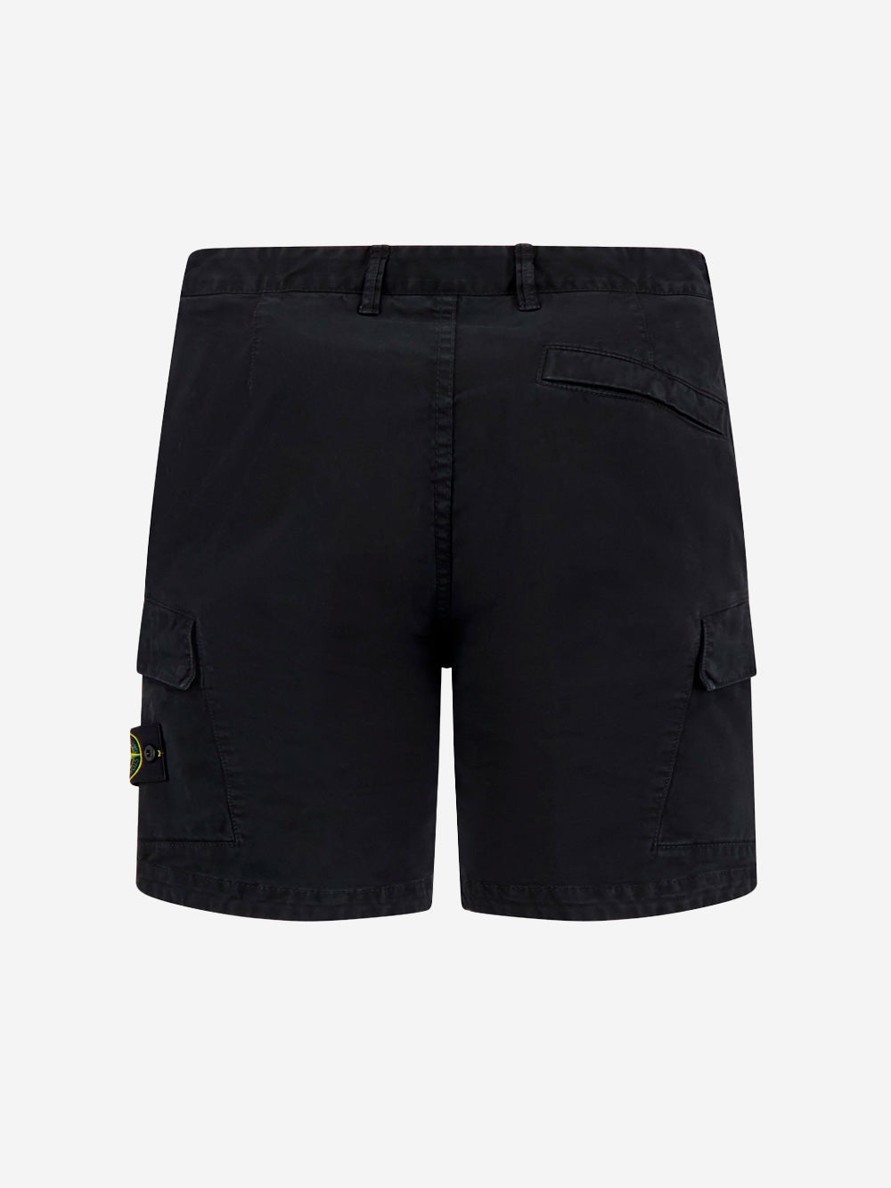 STONE ISLAND Shorts cargo neri slim con cuciture asimmetriche ed effetto old Nero Urbanstaroma