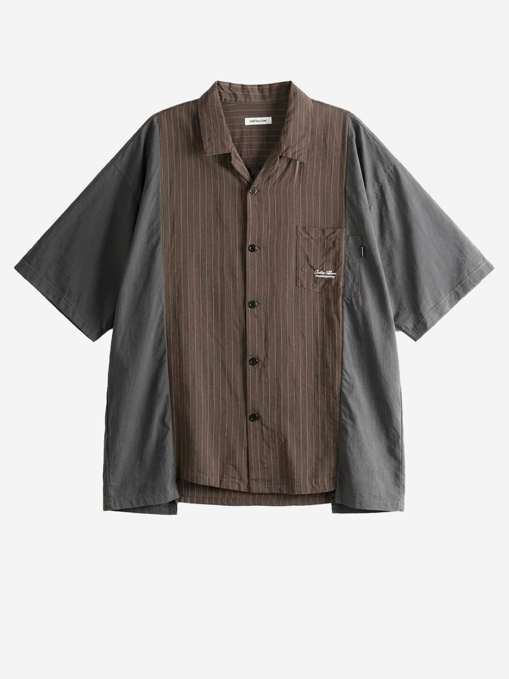 UNDERCOVER Camicia a manica corta in cupro con taschino e grafica Marrone Urbanstaroma