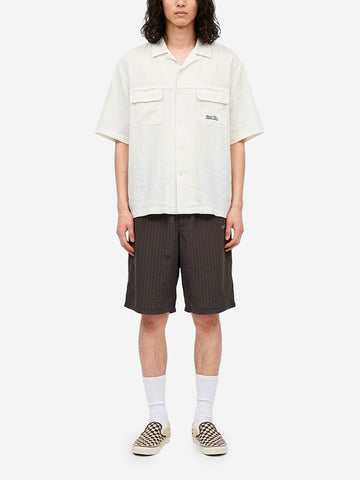 UNDERCOVER Camicia a manica corta bianca con collo aperto in misto lino e ramia Bianco