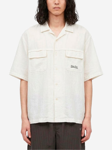 UNDERCOVER Camicia a manica corta bianca con collo aperto in misto lino e ramia Bianco