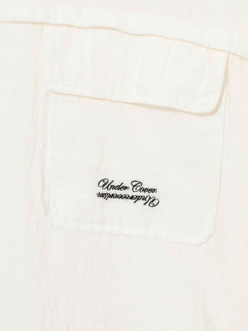 UNDERCOVER Camicia a manica corta bianca con collo aperto in misto lino e ramia Bianco