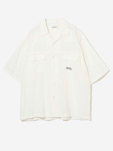 UNDERCOVER Camicia a manica corta bianca con collo aperto in misto lino e ramia Bianco