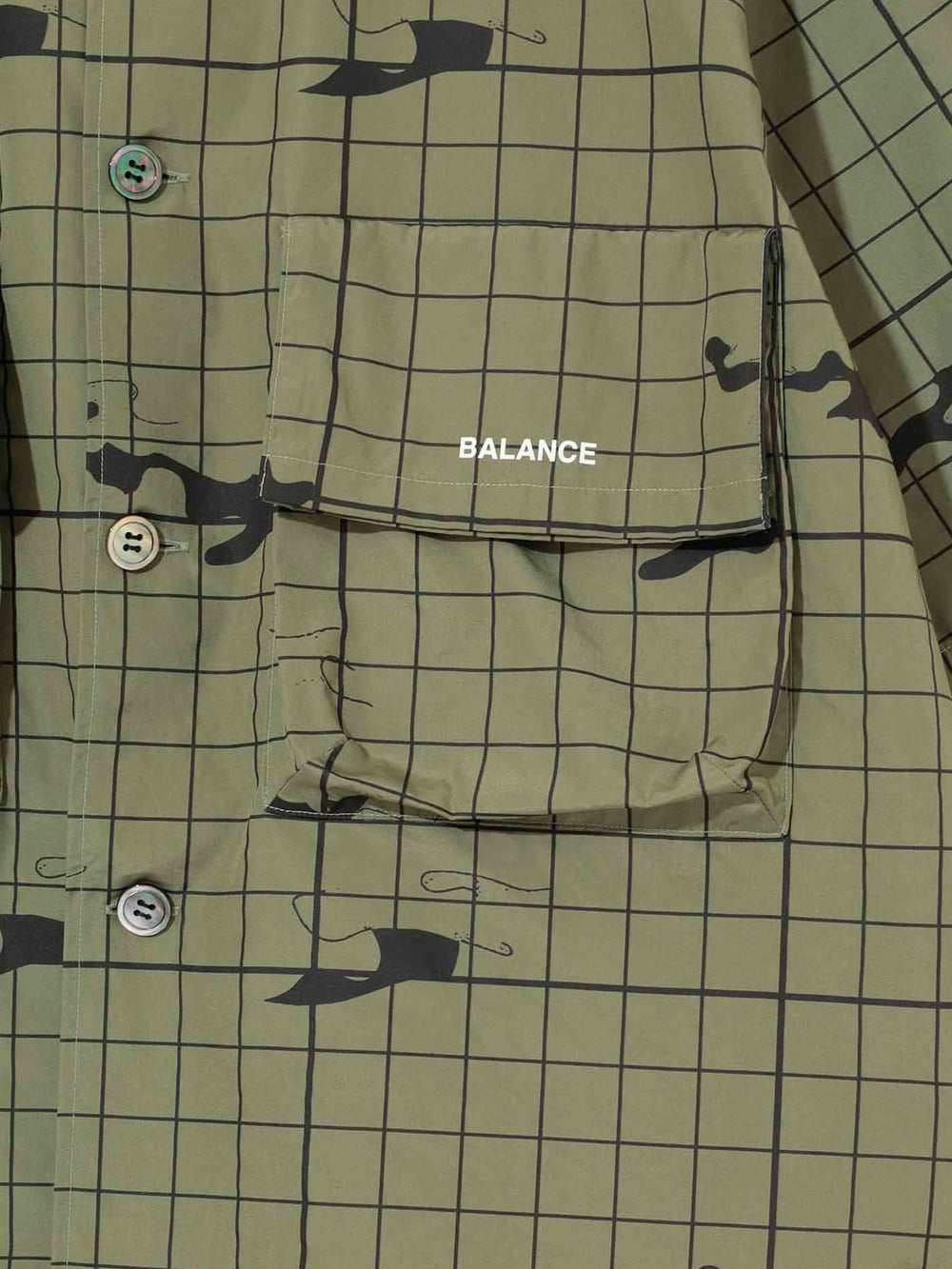 UNDERCOVER Camicia a maniche corte khaki con colletto punta e grafica 'Chaos Balance' Verde scuro Urbanstaroma