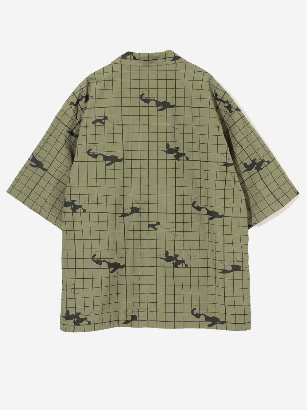 UNDERCOVER Camicia a maniche corte khaki con colletto punta e grafica 'Chaos Balance' Verde scuro Urbanstaroma