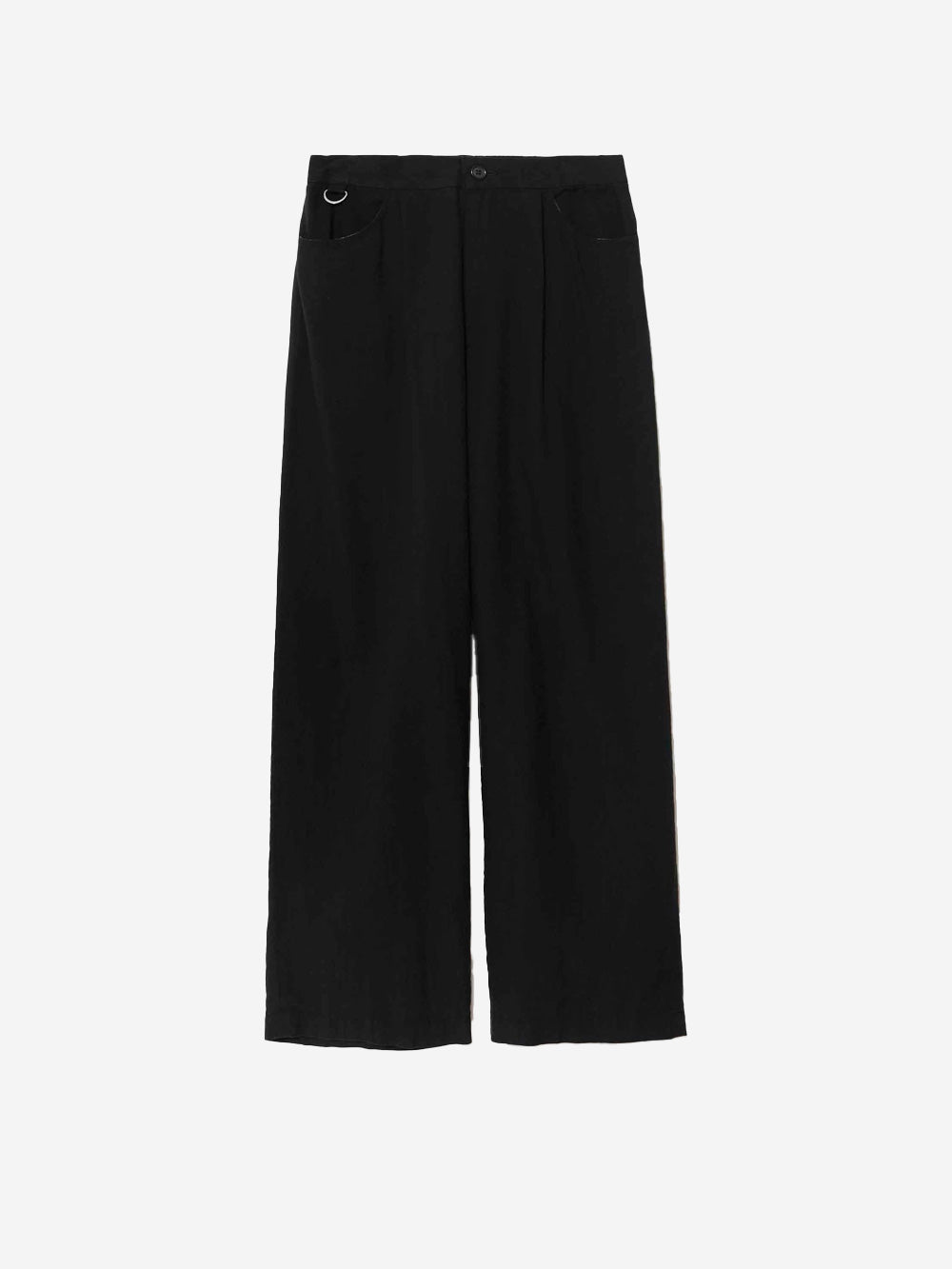 UNDERCOVER Pantaloni fludi neri in rayon e lino a gamba ampia Nero Urbanstaroma