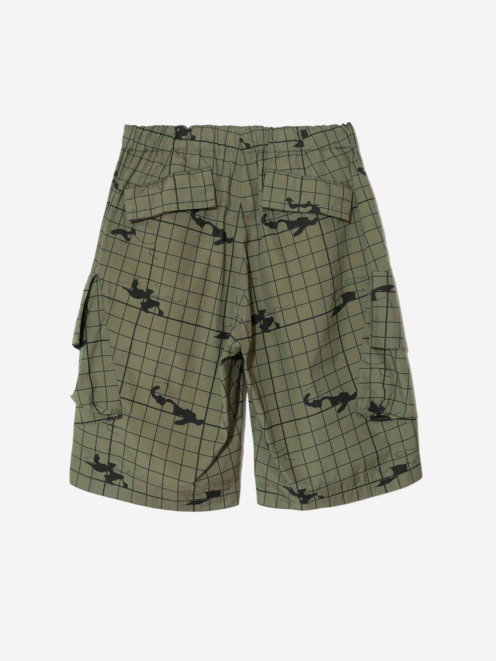 UNDERCOVER Cargo shorts verdi con grafiche e cintura in vita Verde scuro Urbanstaroma
