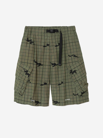 UNDERCOVER Cargo shorts verdi con grafiche e cintura in vita Verde scuro