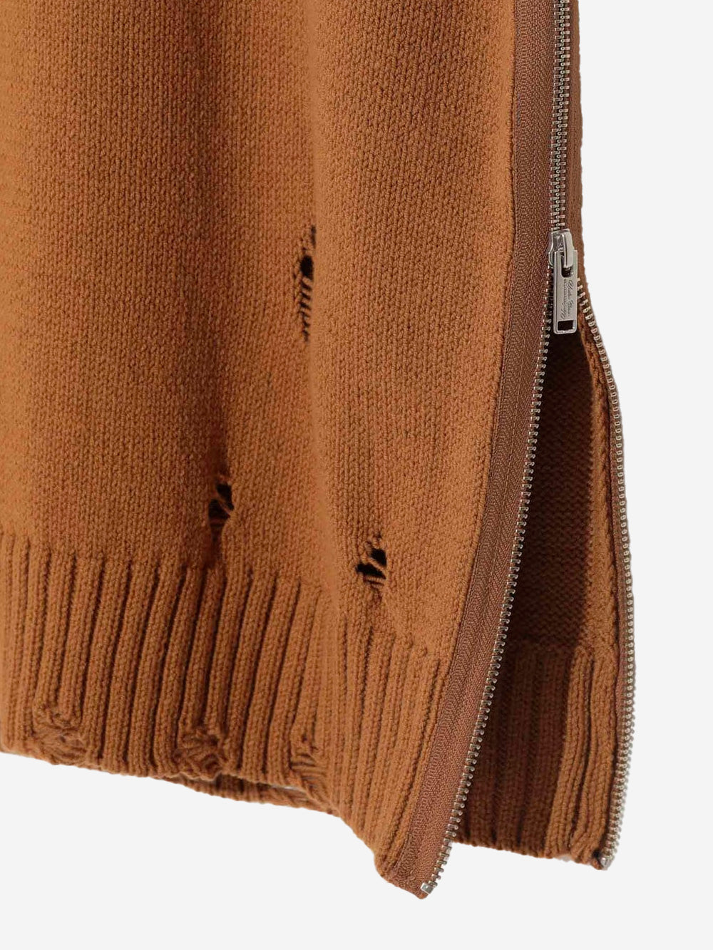 UNDERCOVER Gilet cammello in misto cotone con dettagli distressed e zip laterale Cammello Urbanstaroma