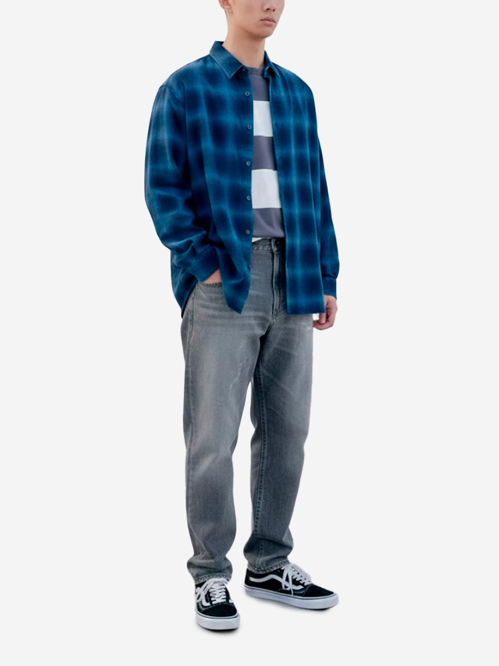 UNIFORM EXPERIMENT Camicia con motivo a quadri blu e nera relaxed fit Blu Urbanstaroma