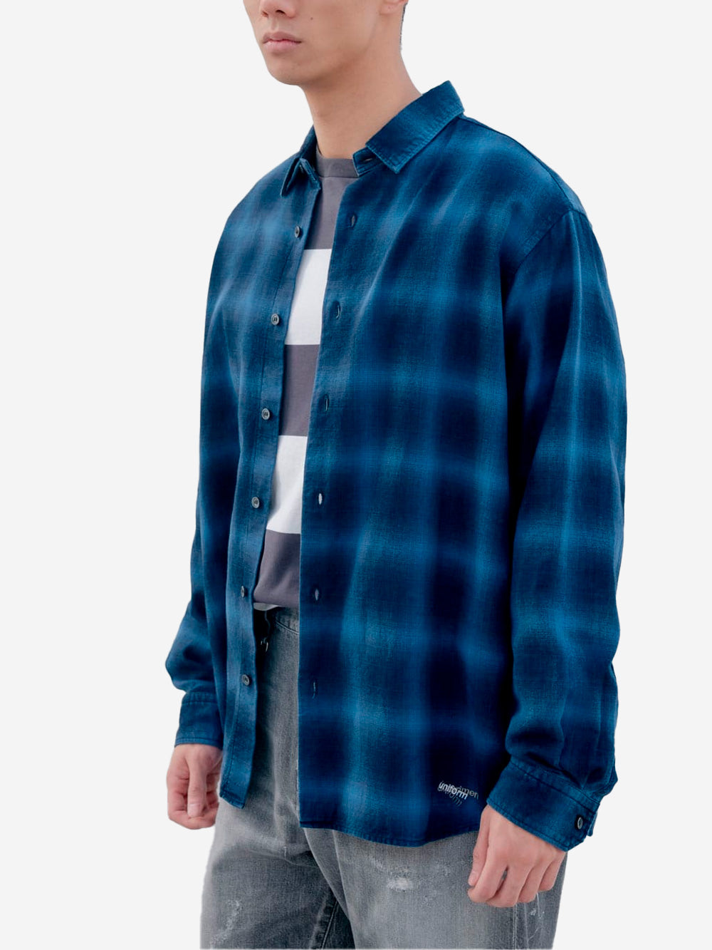 UNIFORM EXPERIMENT Camicia con motivo a quadri blu e nera relaxed fit Blu Urbanstaroma