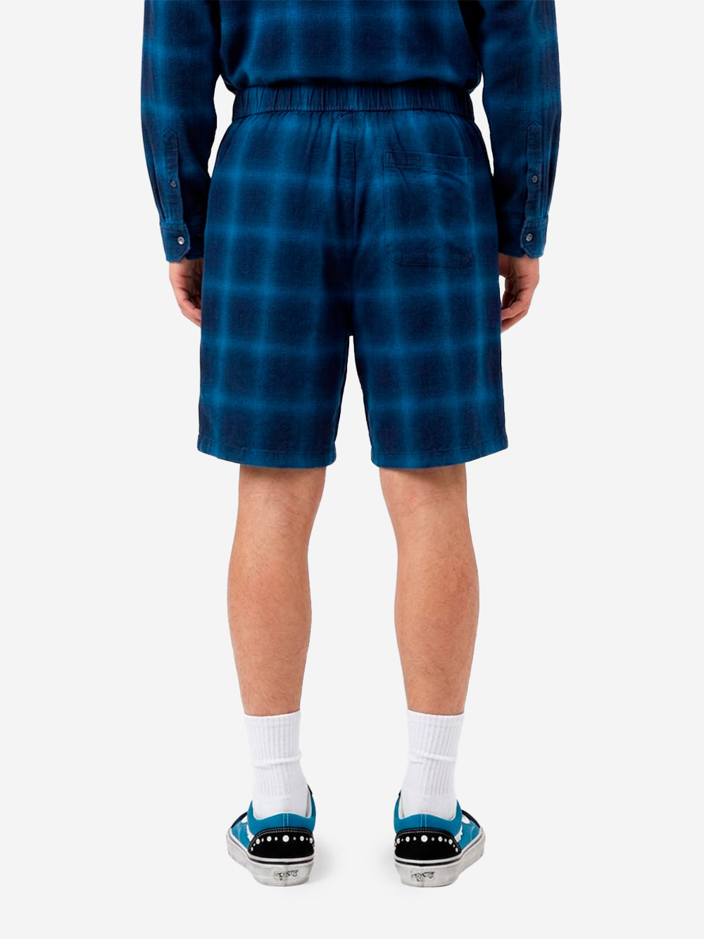 UNIFORM EXPERIMENT Shorts a quadri indigo Blu nero Urbanstaroma